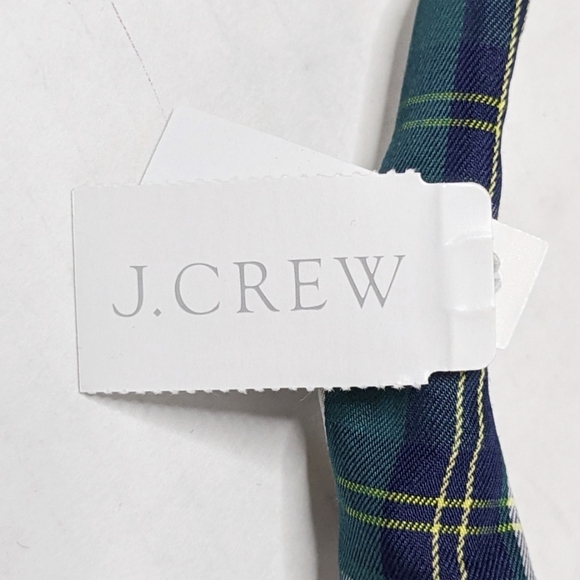 J. Crew Scrunchie Headband Plaid Ivory Navy Green - Picture 7 of 9